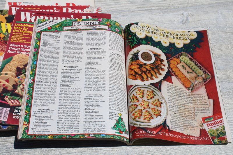 photo of lot 80s vintage Woman's Day Christmas magazines baking, holiday recipes, tons of ads! #4